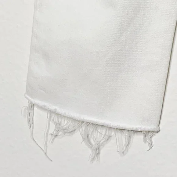 MOTHER Denim NWT White Looker Ankle Fray Raw Hem Jeans Little Miss Innocent 26 - Picture 5 of 16